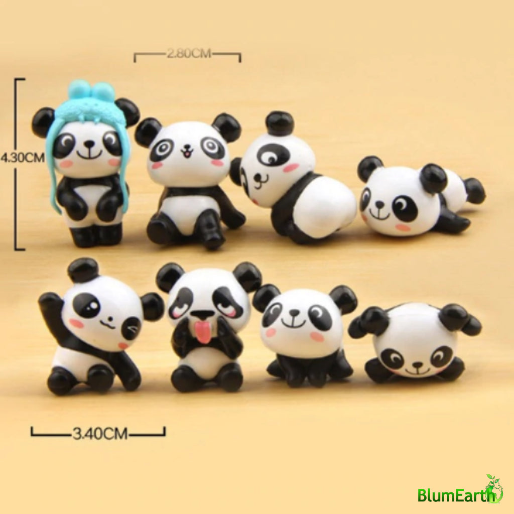 8 Pièces Miniatures Jardin Ornement Animaux Mignon Panda Mini
