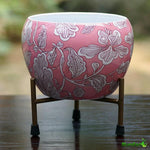 Load image into Gallery viewer, Pink Floral - Round Metal Pot With Stand
