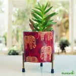 Load image into Gallery viewer, Tribal Print - Round Metal Pot with Stand
