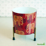 Load image into Gallery viewer, Tribal Print - Round Metal Pot with Stand
