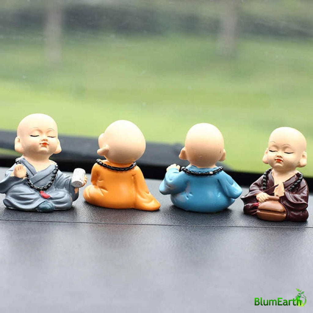 Meditating Monks Miniatures, Size 6 cm - Set of 4