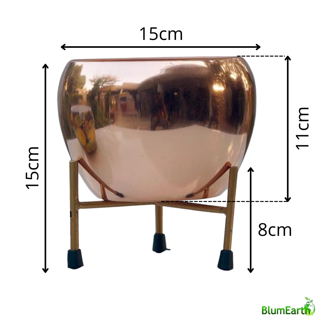 Basic copper round metal pot with stand