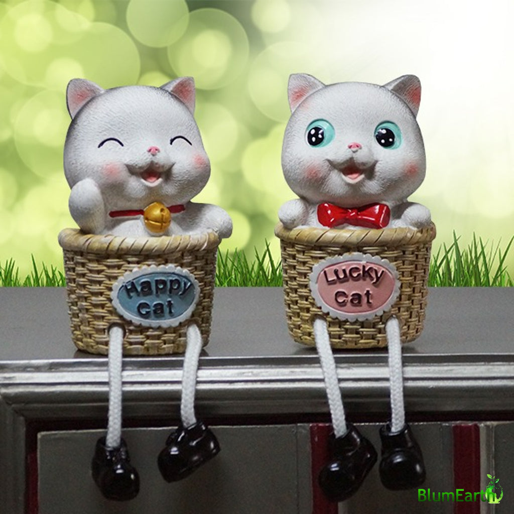 Cute Cat Couple With Hanging Legs Showpiece