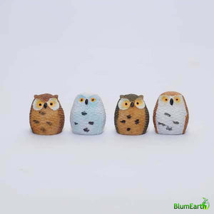 Cute Mini Owls Miniatures, Size 2.5 cm - Set of 4