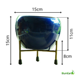 Load image into Gallery viewer, Glossy blue round metal pot with stand
