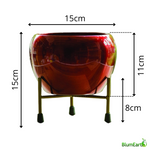 Load image into Gallery viewer, Glossy red round metal pot with stand
