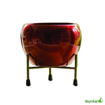 Load image into Gallery viewer, Glossy red round metal pot with stand
