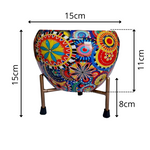 Load image into Gallery viewer, Multicolour Pattern Printed Round Metal Pot With Stand
